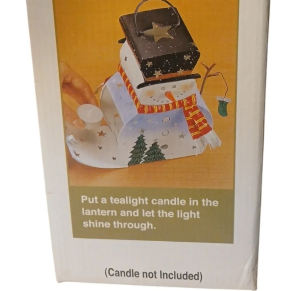 Snowman Metal Lantern Candle Holder